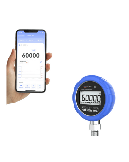 Mobile app displaying dditel ADT680A 3KPSI digital pressure gauge