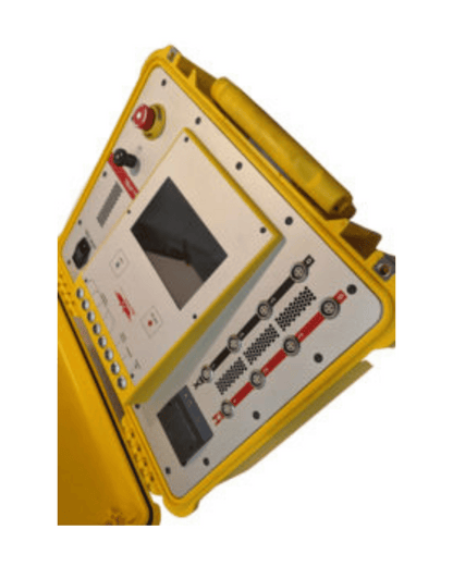Angled close-up view of transformer observation system control unit