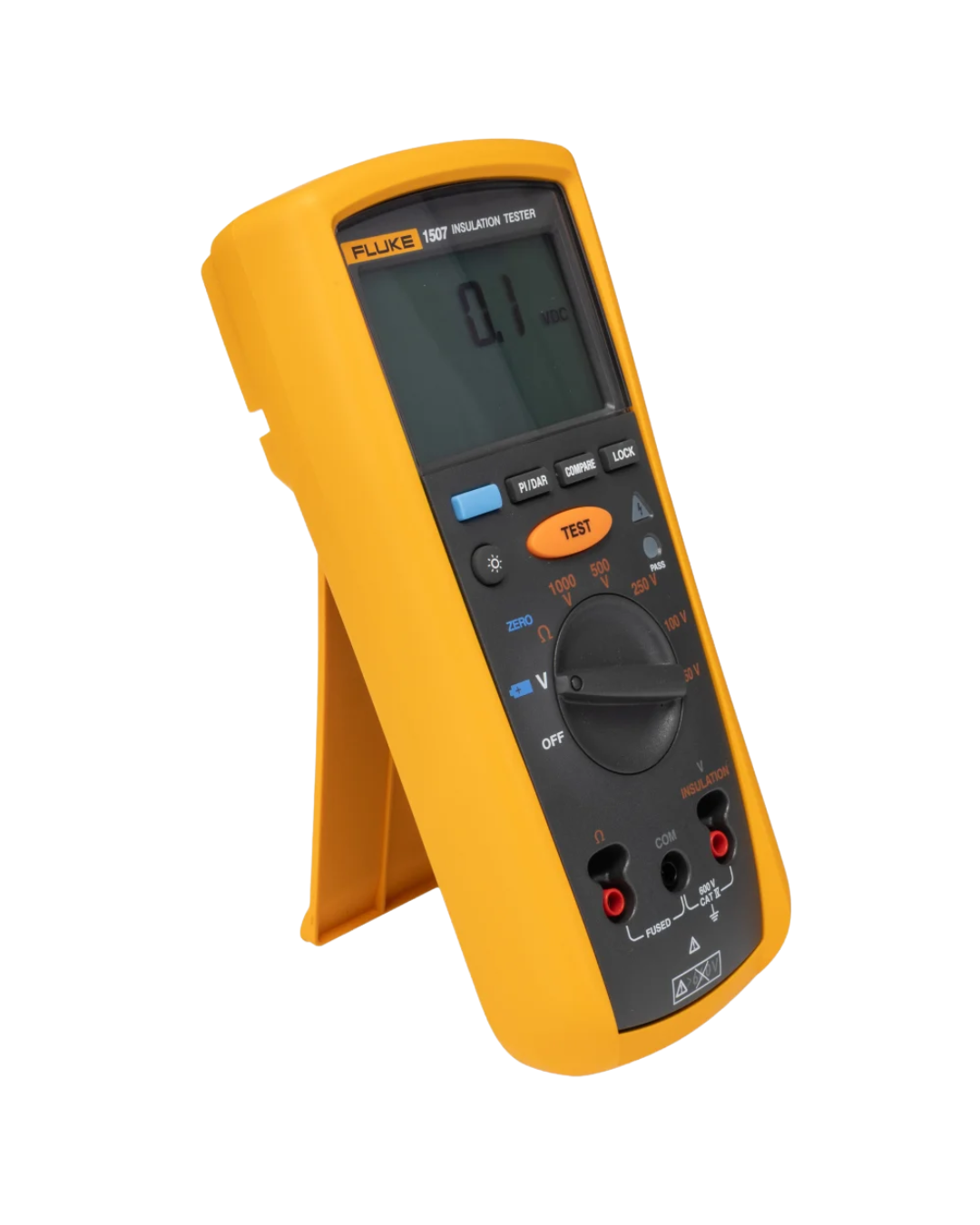 Angled view ofFLUKE 1507 digital insulation resistance tester
