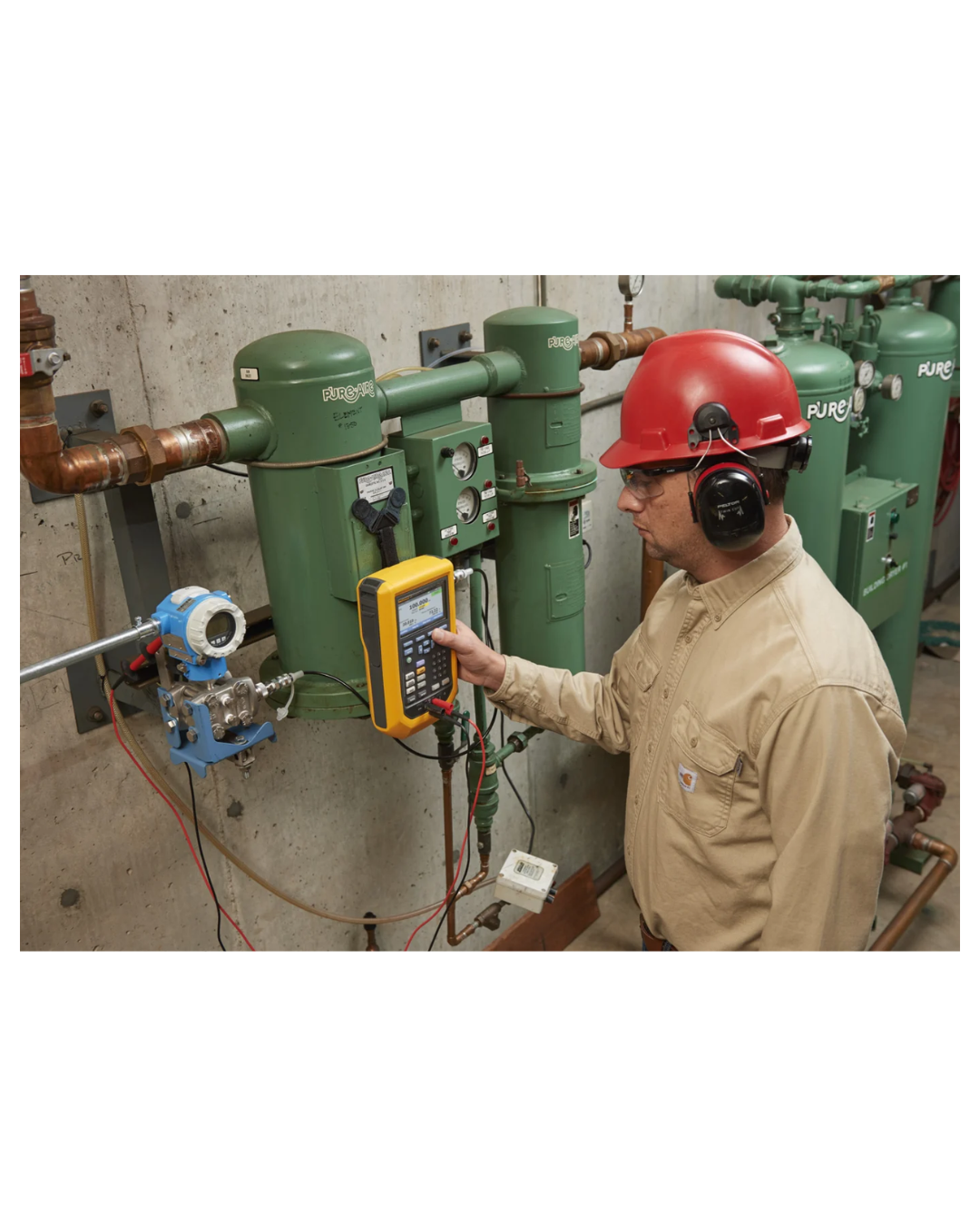 Fluke 729 Pro 7M automatic pressure calibrator 1000 PSI in use