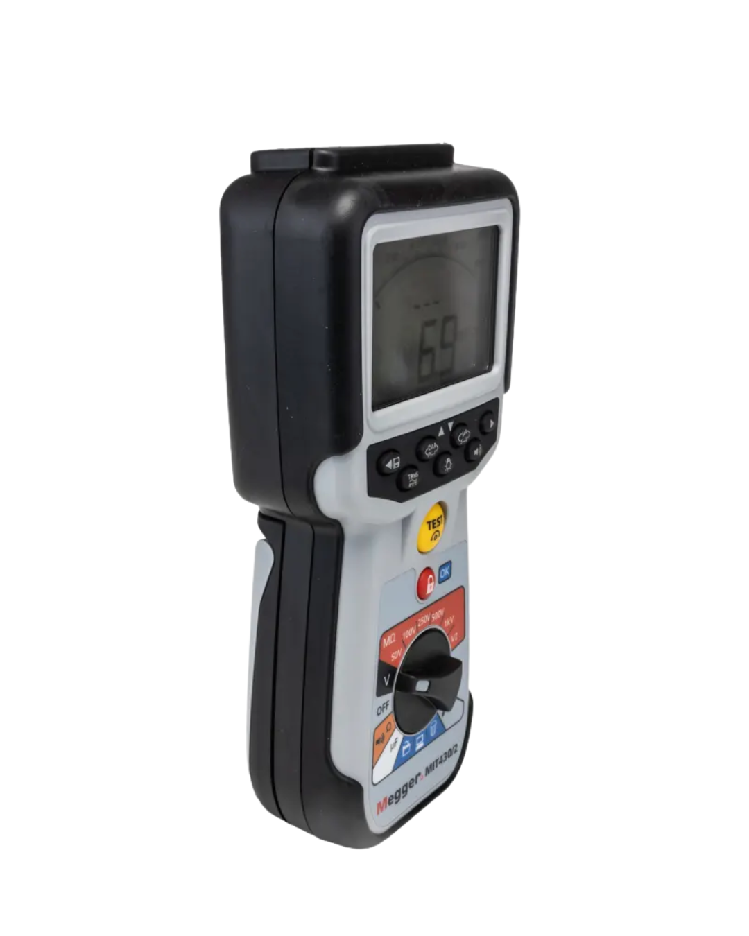 Angled view of MEGGER 1004-740 insulation resistance tester