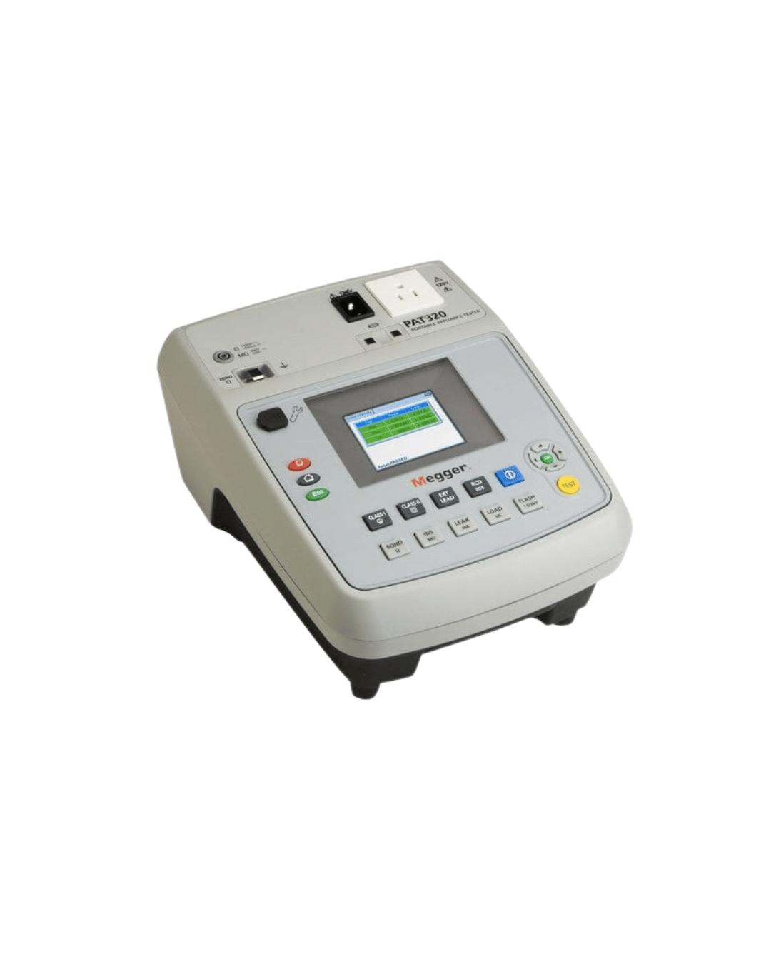 Angled view f Megger PAT320-US portable appliance tester